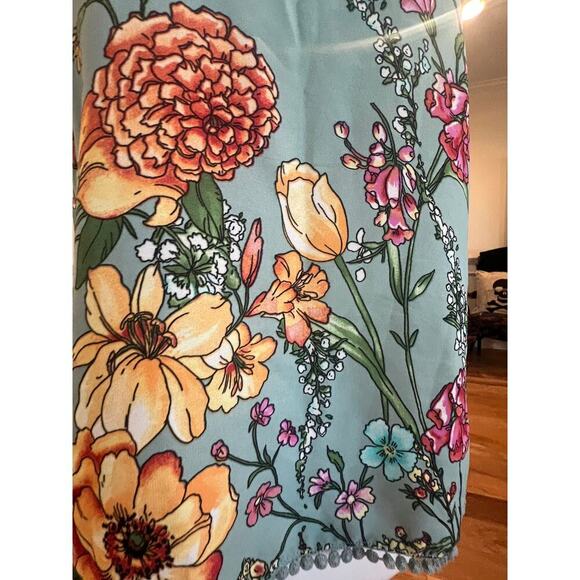 twine & string blousen ruffled cap sleeve blue floral top womens small - Picture 8 of 9